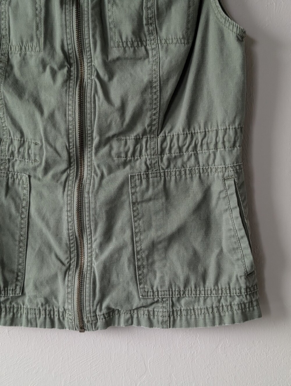 Merona Olive Green Sleeveless Utility Vest Cotton Size M Front Pockets Target - Picture 3 of 13